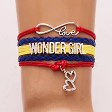 10 шт./партия) Бесконечная любовь талисман Двойное сердце чудо-женщина браслет и браслеты Плетеные чудо-девушка браслеты подарок для женщин девушек