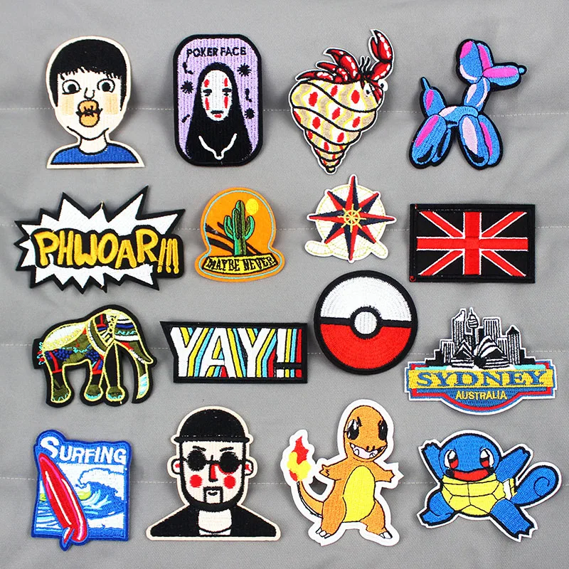 

Cute Animals Cartoon Anime Patch Iron on Creative Badges Clothes Decoration Patch Embroidery Stickers DIY Sewing Supplies