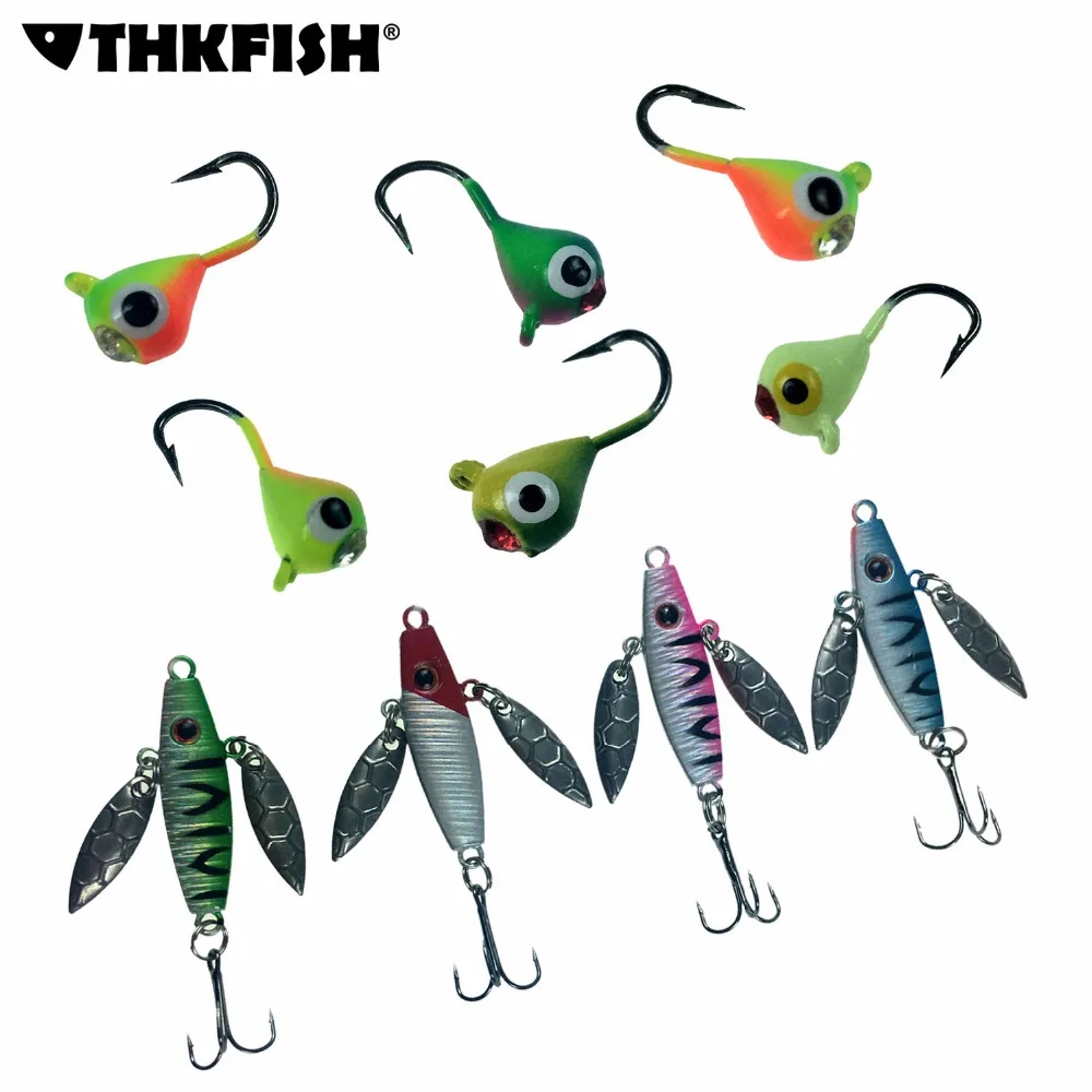 10Pcs 1g 7.5g Winter Ice Fishing Jigs Lure With Metal Spoon Spinner