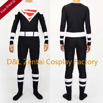 

Free Shipping DHL DC Comics Black Superman Costume Superhero Zentai Cosplay Lycra Spandex Halloween Costumes SP1309