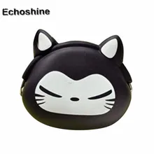 Модный мини-кошелек с мягкой поверхностью с застежкой, Женский мультяшный Овальный силиконовый кошелек для монет A3500