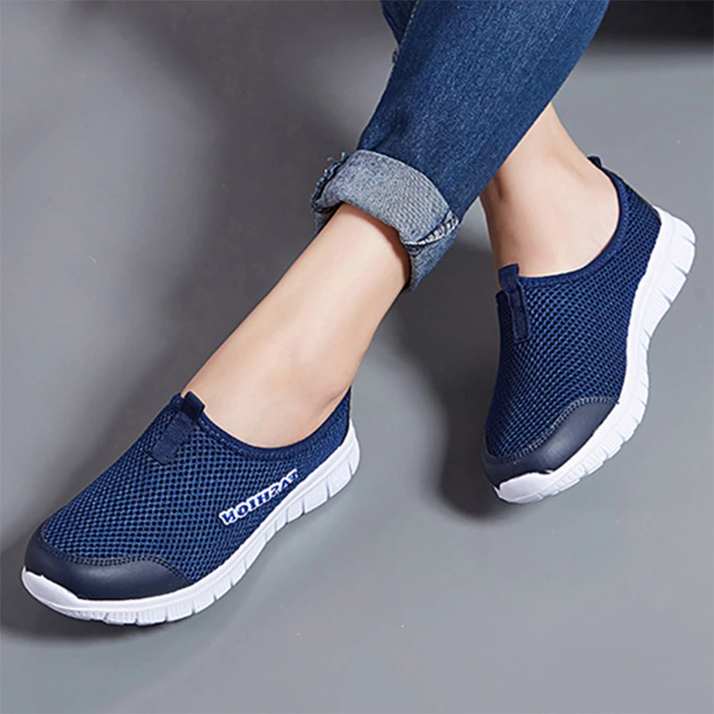 Spring Summer Women Sneakers Breathable Mesh Light Flat Loafers Casual Shoes Women Fashion Outdoor Walking Shoes Plus Size 35-43 ballet flats shoes winter