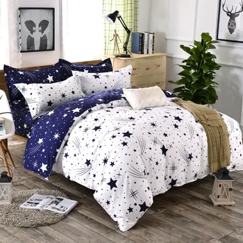 

3D Bedding Sets Star/clouds Duvet Cover Blue White Grey 3/4pc Bed Sheets Single Full Queen King Size Girl Boys Geometric 19