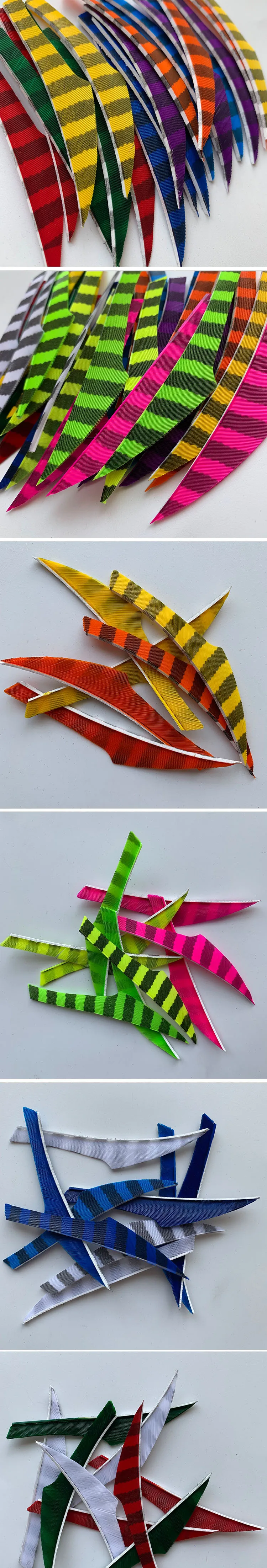 Flexching para Arco e Flecha Ontfihs Listrado um Lado Rei Seta Pena Acessórios Fletches Penas Rw-50 Pçs 4 3 flecha acessórios fletches penas