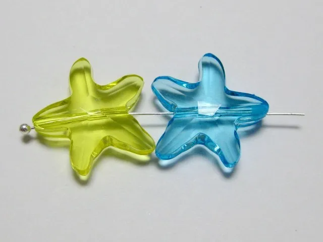 

50 Mixed Colour Transparent Acrylic Sea Star Starfish Beads Charms 20mm