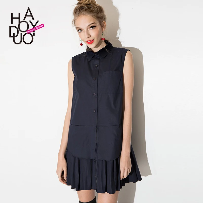 navy sleeveless shirt dress