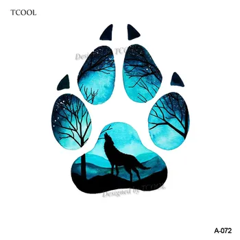 

HXMAN Wolf Footprint Temporary Tattoo Sticker Animal Tattoos for Women Fashion Sexy Body Art Hand Fake Tatoo 9.8X6cm A-072