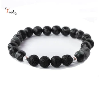 

12pcs/lot Obsidian bracelet Yoga good luck elastic bracelet gift for him gift for her lava stone Diffuser Beaded bracelet