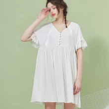 Новинка; женская хлопковая Элегантная ночная рубашка принцессы для девочек; ночная рубашка; домашняя одежда для сна; винтажное повседневное летнее пляжное платье с короткими рукавами