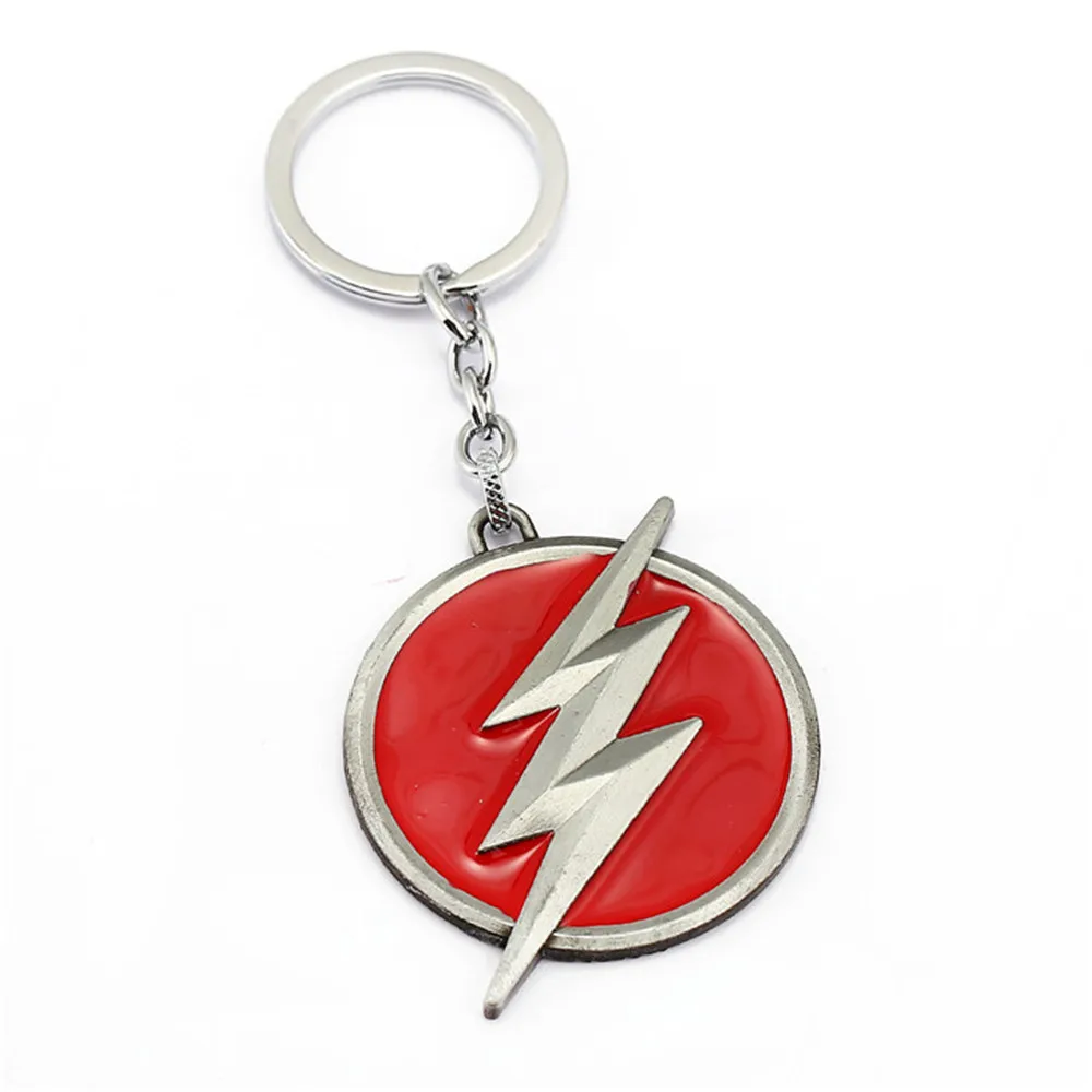 

Movie Series Justice League Keychain The Avengers Flash Lightning Logo Metal Key Chain Holder Ring Car Chaveiro Accessory Gift