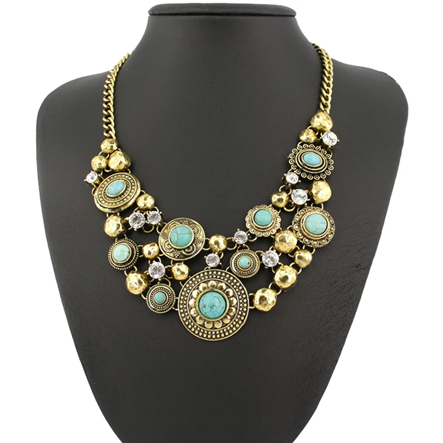 

The popular fashion alloy Imitationturquoise Pendant Necklace Beads and Rhinestone Pendant Necklace woman jewelry