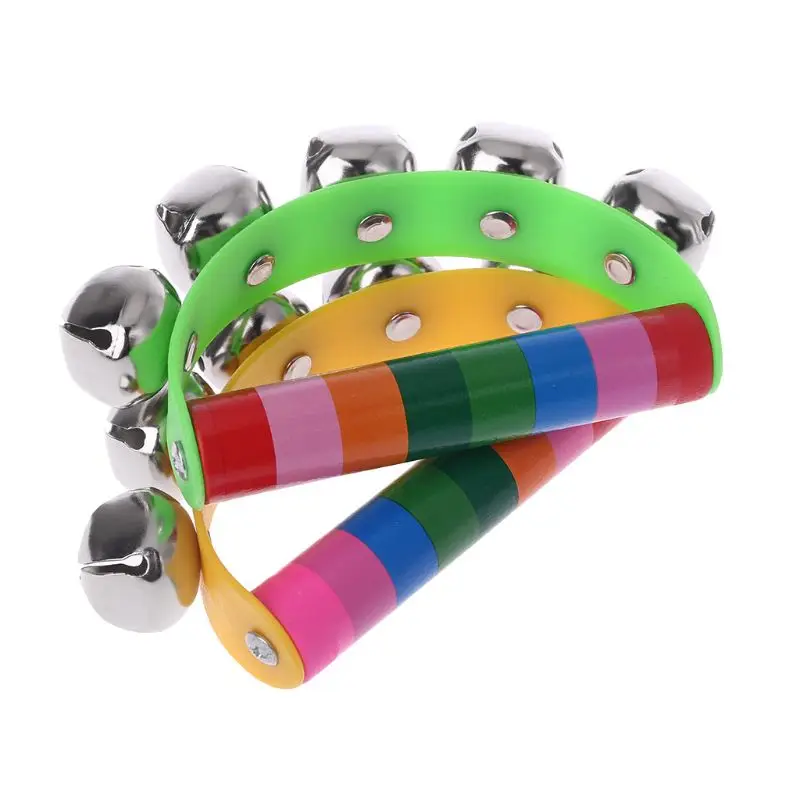 Горячая музыкальный Тамбурин металлический колокольчик деревянный ударный инструмент Колокольчик для детские подарки игрушки