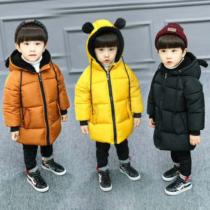 

Baby Boys Cotton Long Sleeve Coat Boy Masked Zipper Hoodie Cute Ear Newborn Jacket Zipper Jacket Warmth Thick Cotton 2-8 Ages