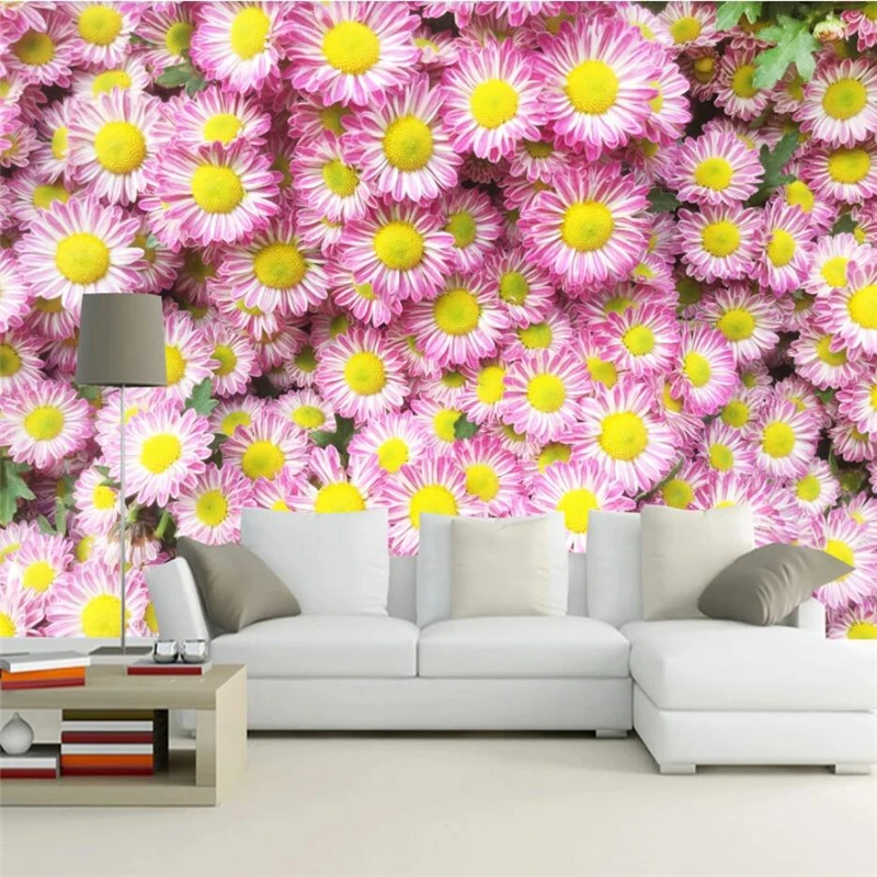 

beibehang Custom wallpaper 3d pink chrysanthemum mural beautiful flower stereo TV background wall papers home decor 3d wallpaper