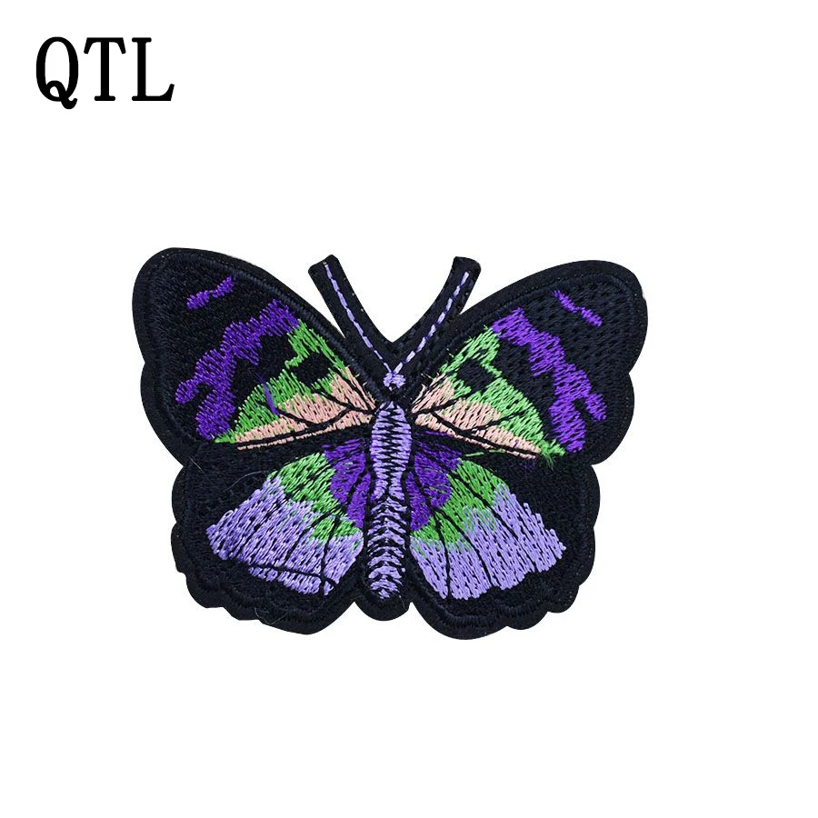 5pcs purple butterfly embroidered patches for clothing iron on patches
