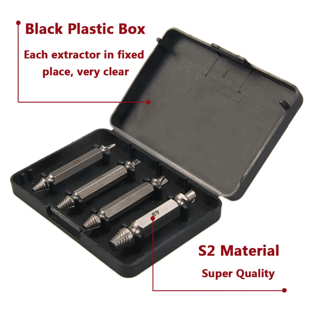 Good Drill Bit 4Pcsset Double Side Damaged Screw Extractor Bits Out Remover Bolt Stud Tool huismerk kopen in de aanbieding Good Drill Bit 4Pcsset Double Side Damaged Screw Extractor Bits Out Remover Bolt Stud Tool huismerk kopen in de aanbieding