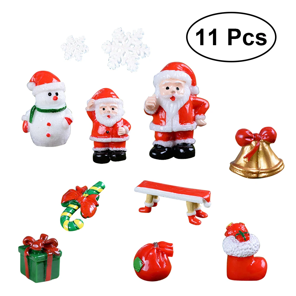 

11 PCS Lovely Hand Carved Decoration Accessory Cute Resin Small-sized Handicrafts Ornament for Car Christmas Day