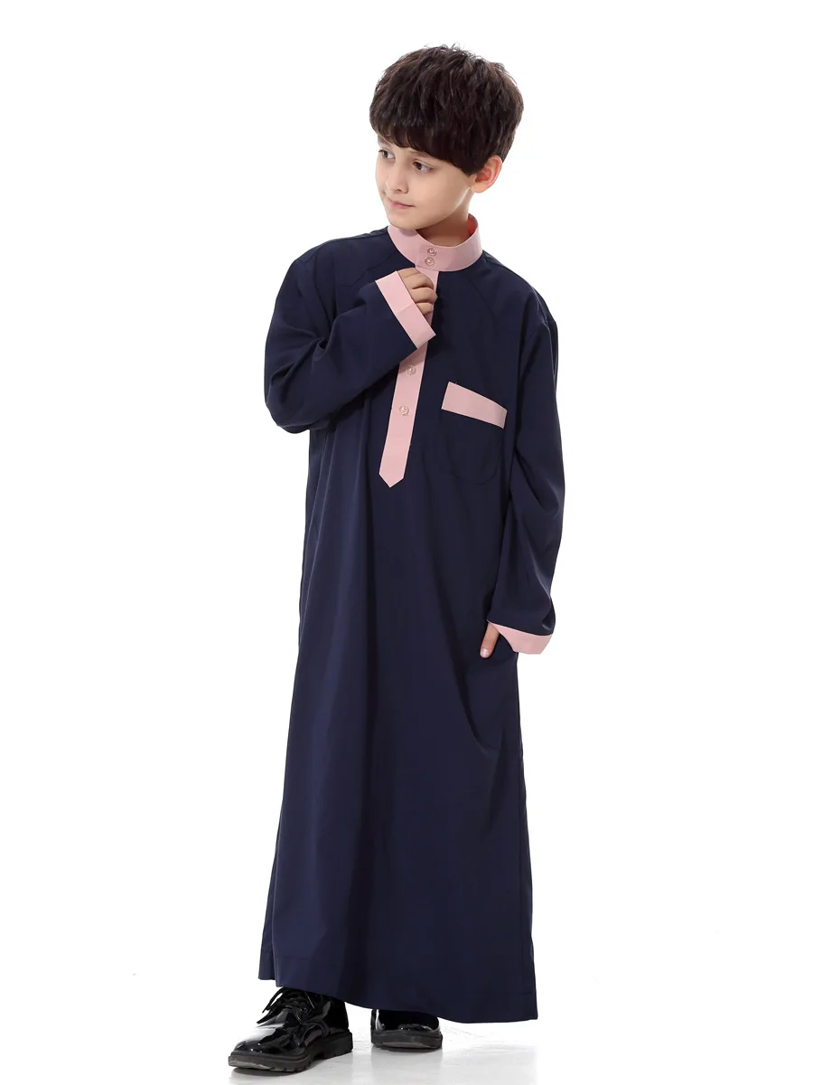 4-15Years детская Jubah мусульманский абайя, арабское халаты для мальчиков 4 цвета с длинным рукавом мусульманские кафтан халат Повседневное блузки рубашки Костюмы