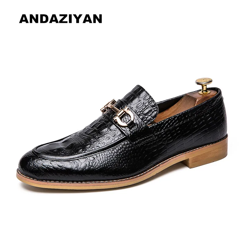 

Crocodile leather shoes British casual business men's shoes trend wild fashion youth large size pointed shoes