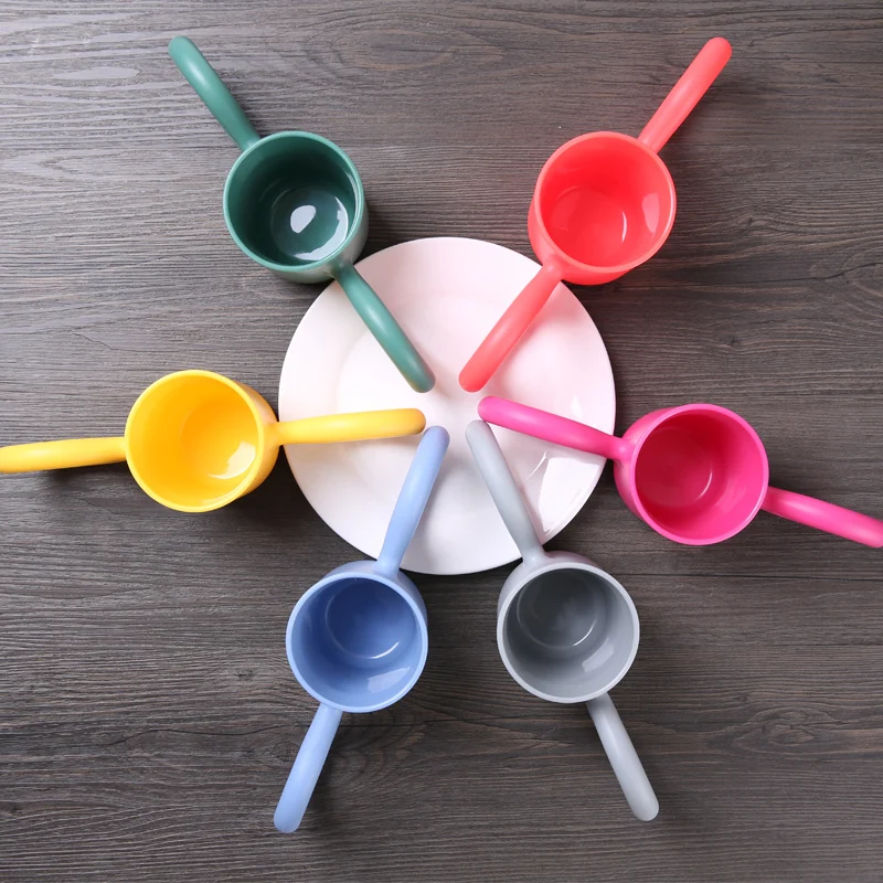 

Pure color Big handle Drinkwar Children Baby cup Environmental Protection Candy Color Study Drink Defence Fall Milk Tea Cup Gift