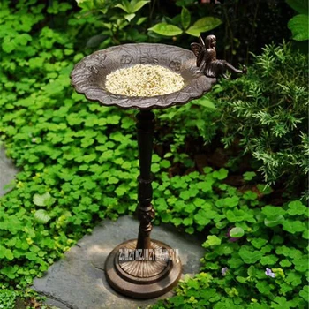 

Outdoor Bird Feeder Cast Iron Vertical Floor Bird Feeder High Pole Bird Feeding Bowl Home Garden Decoration Feeding Bird Supplie