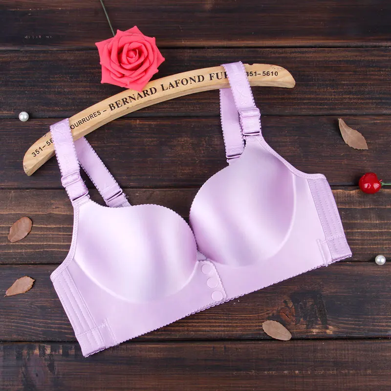 Sujetador de talla grande para mujer, sujetador sin aros con botón de cierre frontal Super Up, sujetador femenino rosa Copa 48 50 52 D E Sexy Brasier|Sujetadores| -