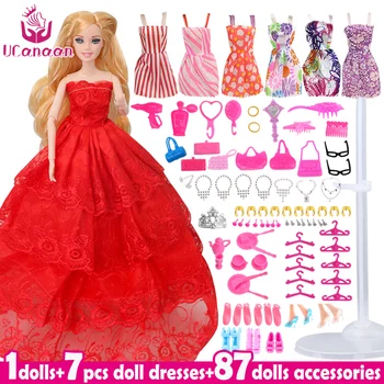 

Lot 95 Items Doll and Accessories Fashion Ultimate Dressup Girl Dolls Toys Set Princess Toy Accessories DIY Gift for Little Girl