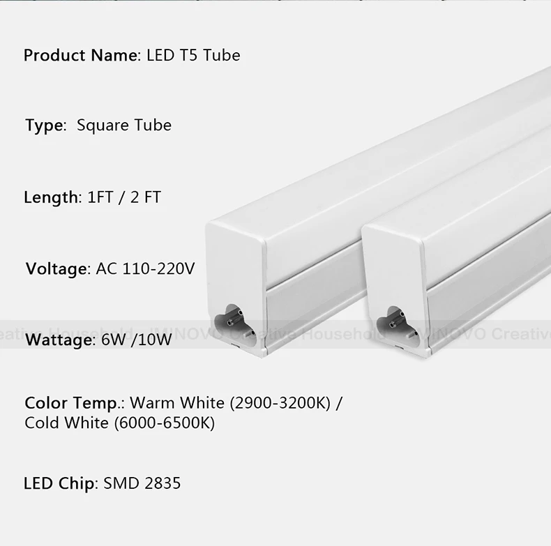 Светодиодный люминесцентный светильник T5 T8 лампа настенная лампа лампада 30 см 60 см 1ft 2ft 6 Вт 10 Вт ампулы холодный белый 110 В 220 в 240