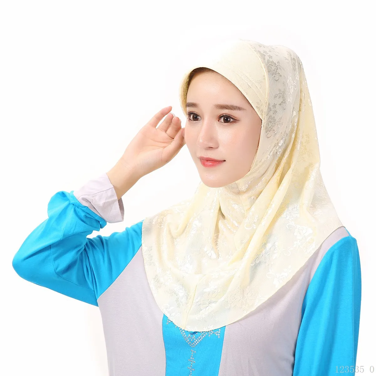 Fashion new Muslim simple headscarf summer mesh gauze jacquard thin