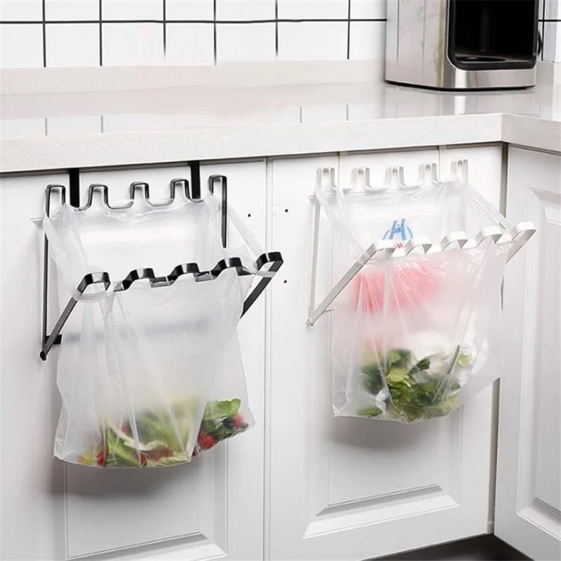 

Foldable Door Back Hanging Trash Rack Storage Kitchen Garbage Rubbish Bag Can Holder Hanging Cabinet Trash Rack