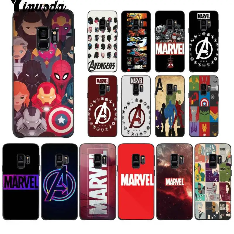 

Yinuoda Luxury Marvel Comics logo Hard Black TPU Soft Phone Cover for Samsung Galaxy S8 S7 edge S6 edge plus S10 S9 Pluscase