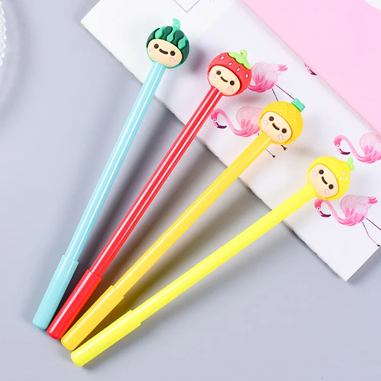 

100 Pcs Creative Cartoon Fruit Modelling Neutral Pen Signature Pen 0.38mm Black Student Stationery Wholesale
