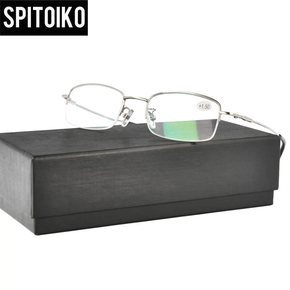 SPITOIKO легкие удобные металлические очки для чтения половина обода по рецепту для чтения очки+ 100~+ 400 218