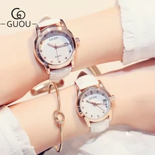 GUOU Women Watches Top Lover Simple Vogue Ladies Watch Luxury Brand Waterproof Ribbon Quartz Watch Female Clock femmes montres