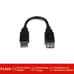 StarTech.com кабель 0,15 м для расширения USB 2,0-Macho a Hembra USB A-Extensor, Negro