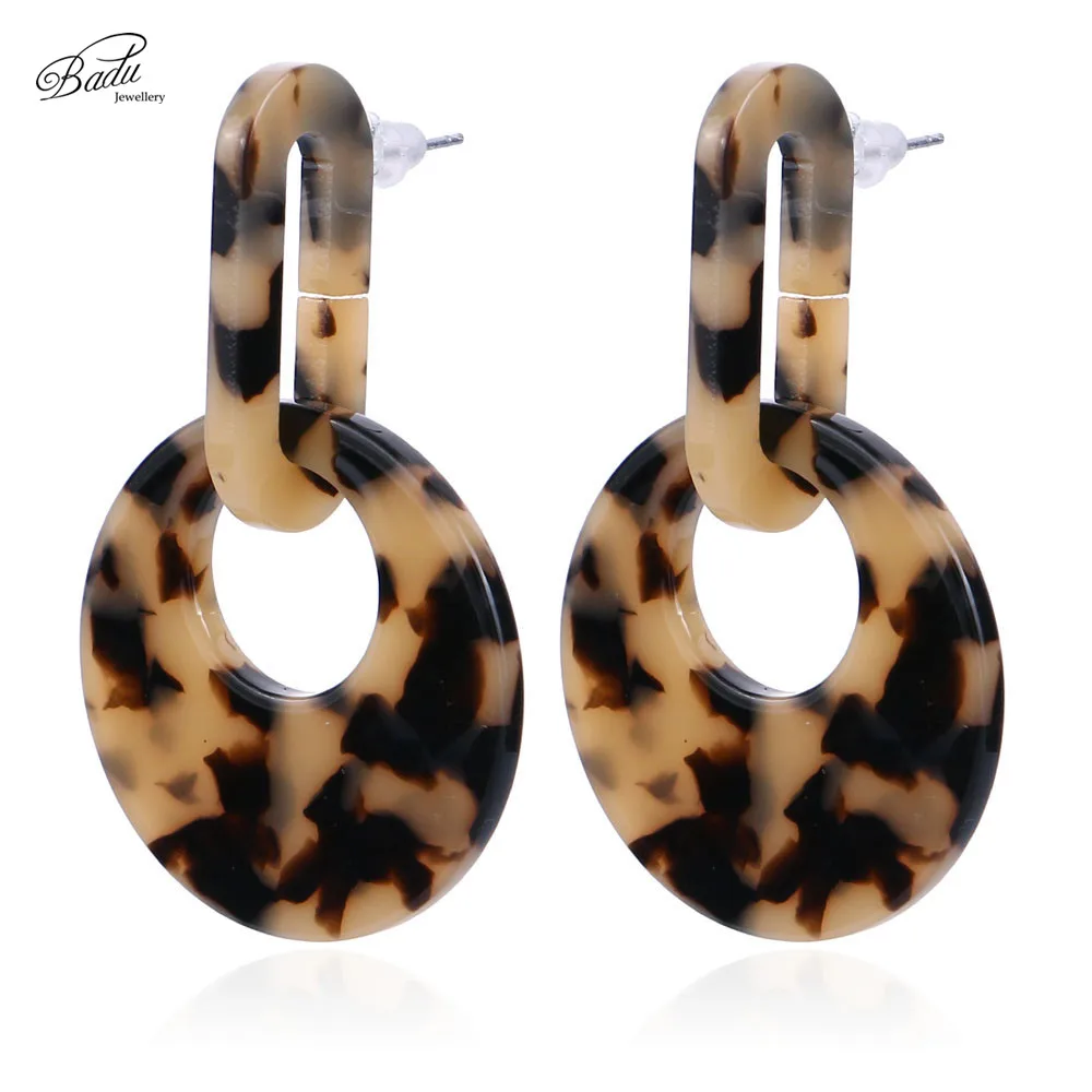 

Badu Big Acrylic Dangle Drop Earring Leopard Camouflage Acetic Acid Earrings for Women Vintage Bohemian Jewelry for Halloween