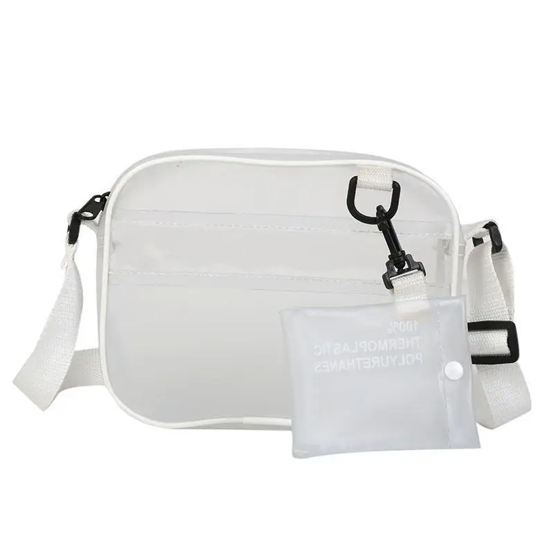 

Causual PVC Transparent Clear Woman Crossbody Bags Shoulder Bag Handbag Jelly Small Phone Bags with Card Holder Wide Straps Flap