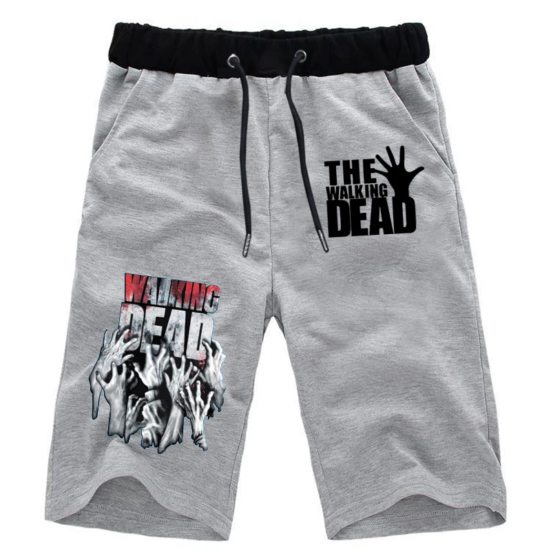 Летние новые мужские Шорты повседневные шорты модные спортивные штаны с принтом «Ходячие мертвецы» для фитнеса, шорты для бега