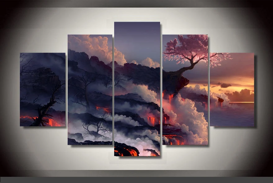 

Artistic originality Indoor Art Abstract Indoor Decor B4 Lava Tree canvas decoration 5 pieces