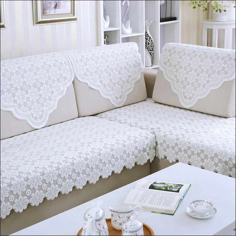 White Lace Sofa Towel Flower Sofa Couch Cover Hollow Slipcovers For