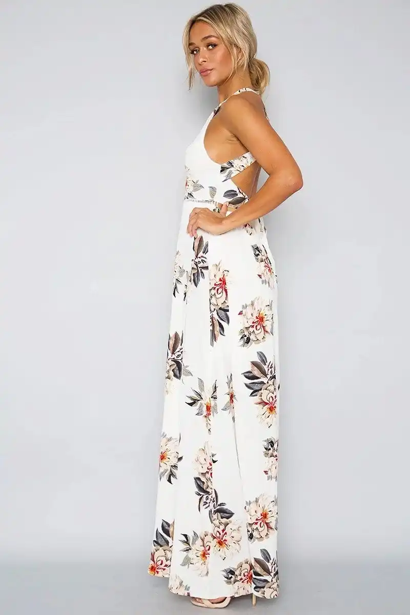 white strapless flowy dress