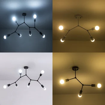 

Nordic Iron LED Chandeliers hanging Light creative branch bulb chandelier hanglamp for living room bedroom Home Lighting Fixture
