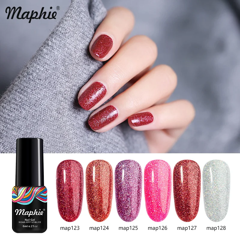 

Maphie 6Pcs/Lot Rainbow UV Gel Nail Polish Set Super Shining Neon Led Nail Gel Lacquer Kits Semi Permanent Glitter UV Varnish