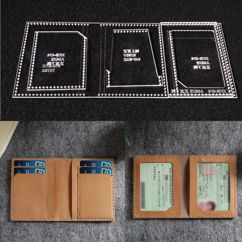 

Leather Handmade Craft cards holder Sewing Pattern Acrylic Stencil Template Sewing Accessories with Holes 10.5x8.5x1cm