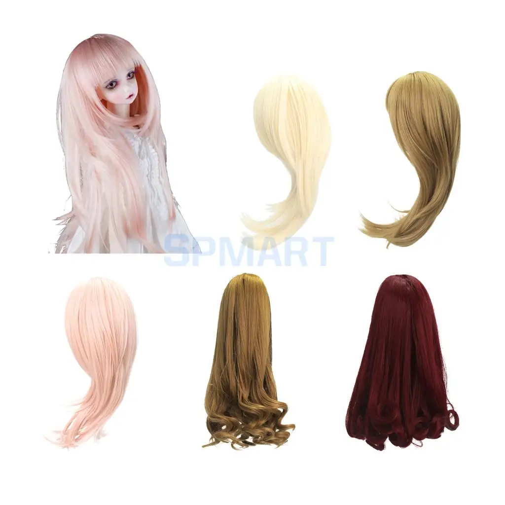 5 Colors 3 Size Simulation Scalp Straight/Curly Wig Hair Hairpiece for 1/3 1/4 1/6 BJD SD DZ LUTS Dollfie DIY Making