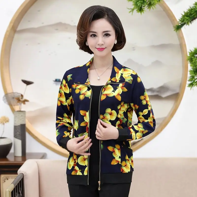 

Womens Jackets Coats 2019 New Fashion Jacket Women Slim Floral Jacket For Mother Plus Size Spring Autumn Clothing Outerwear Tops