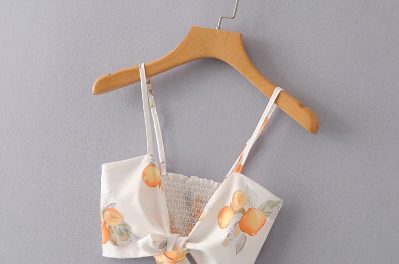 SheMujerSky Растениеводство Топ Bralette с лимонным принтом летние Cami Top пляжного отдыха с бантом Топы camisas mujer