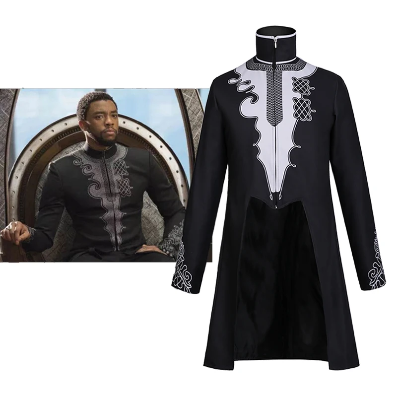 Movie Black Panther Jacket Cosplay Costume Superhero Coat T Challa Black Jacket Halloween Fancy Clothes Carnival Suit Adult Men Movie Black Panther Jacket Cosplay Costume Superhero Coat T Challa Black Jacket Halloween Fancy Clothes Carnival Suit Adult Men