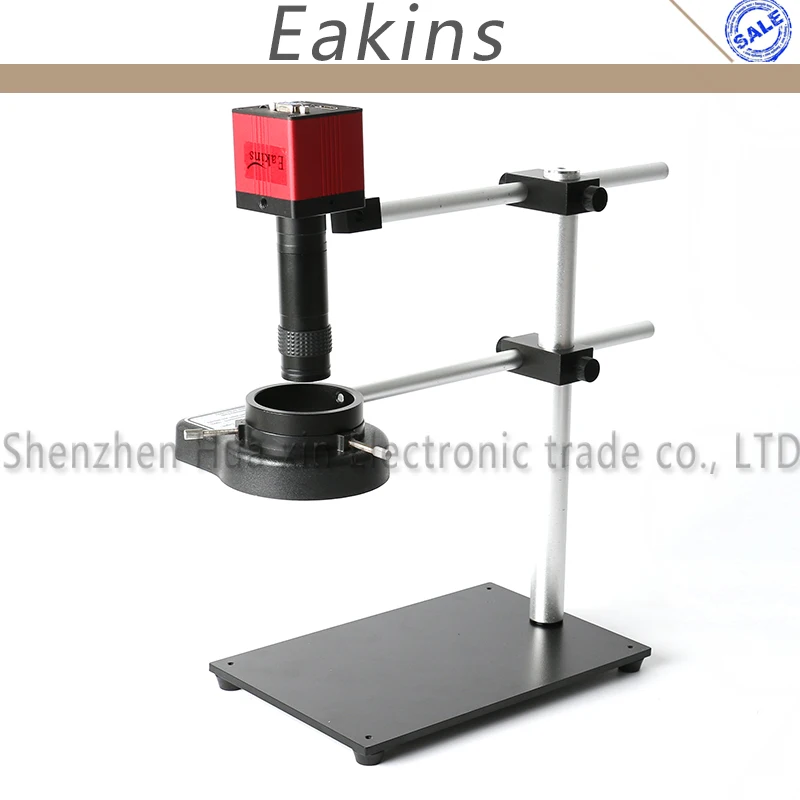 

Dual Arm Rotatable Boom Table Stand+1080p HDMI VGA Microscope Camera+144 LED Light+100X C-mount Lens 18CM Working Distance