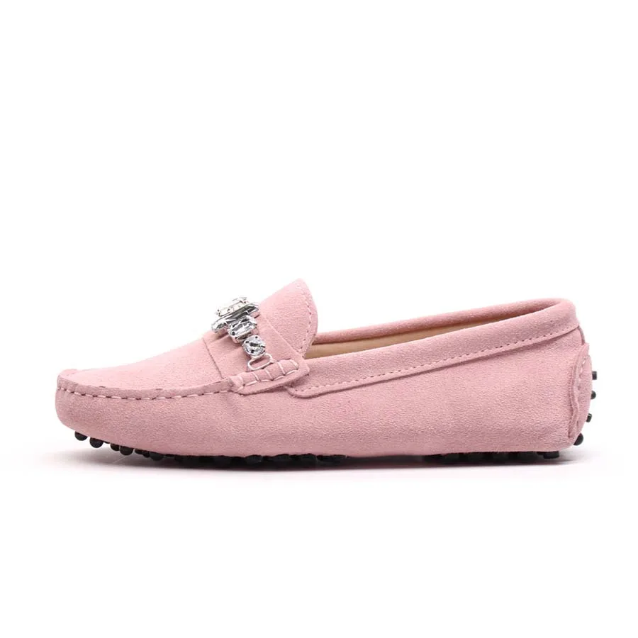 genuine cowhide leather women shoes Female Casual Fashion Flats Spring Autumn driving shoes women leather loafers - Color: Pink